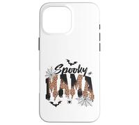 Custodia per iPhone 16 Pro Max Spooky Mama Leopard Print Ghost Halloween Design