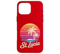 Custodia per iPhone 16 Pro Max St Lucia Caraibi Vacanza Retro anni '80 Tropicale