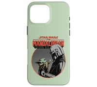 Custodia per iPhone 16 Pro Max Star Wars The Mandalorian Mando and Grogu Retro Style