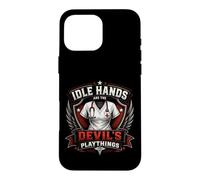 Custodia per iPhone 16 Pro Max Stemma da infermiera vintage «Idle Hands Are The Devil's Playthings»