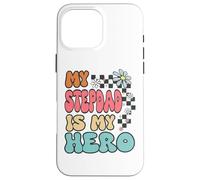 Custodia per iPhone 16 Pro Max Stepdad Hero Cute Retro Floral Fathers Day Appreciation