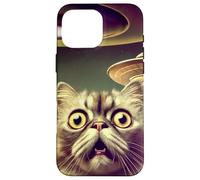 Custodia per iPhone 16 Pro Max Strano gatto UFO Incontro ravvicinato Divertimento alieno