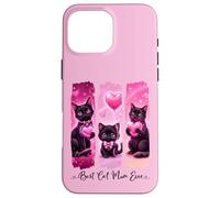 Custodia per iPhone 16 Pro Max Super cute gatti neri con cuori rosa amore migliore gatto mamma mai