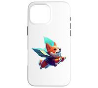 Custodia per iPhone 16 Pro Max Super Eroe Corgi con un Cape Super Dog