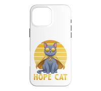 Custodia per iPhone 16 Pro Max Supporto per il cancro infantile con nastro blu giallo russo Hope Cat