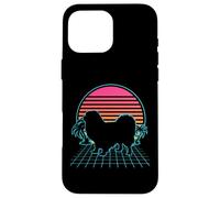 Custodia per iPhone 16 Pro Max Sussex Spaniel Dog Vintage 80s Vaporwave Aesthetic Puppy