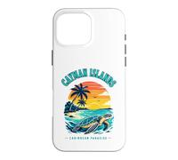 Custodia per iPhone 16 Pro Max T-shirt delle Isole Cayman Caraibi Paradise Sea Turtle Sunset