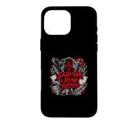 Custodia per iPhone 16 Pro Max Tatuaggio Saga Ink Rune Viking Norse Ravens Skull