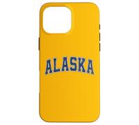 Custodia per iPhone 16 Pro Max Testo retrò stile vintage blu Alaska