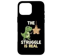 Custodia per iPhone 16 Pro Max The Struggles Real Dino T-Rex Pignatta Cartoon Animal