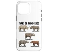 Custodia per iPhone 16 Pro Max Tipi di specie di rinoceronte Tabella educativa Amante della fauna selvatica