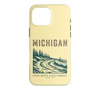 Custodia per iPhone 16 Pro Max Tipografia Vintage dei Grandi Laghi del Michigan