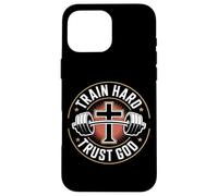 Custodia per iPhone 16 Pro Max Train Hard Trust God Fitness Cristiano Palestra