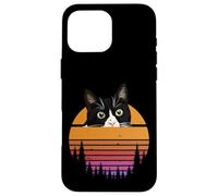 Custodia per iPhone 16 Pro Max Tuxedo Cat Retro 70s Sunset Vintage Cat Lover