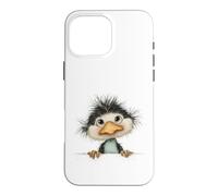 Custodia per iPhone 16 Pro Max Uccello birichino curioso che sbircia carino animale arte