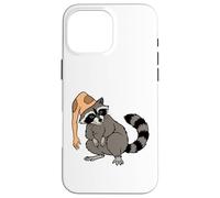 Custodia per iPhone 16 Pro Max Umorismo di Halloween del cappello di Coonskin del procione strano per i bizzarri
