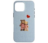 Custodia per iPhone 16 Pro Max Valentine Vintage Cute Teddy Bear Denim Nostalgico Minimal