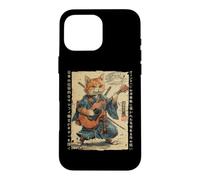 Custodia per iPhone 16 Pro Max Vecchio Giapponese Opera D'arte Samurai Gatto Suonare
