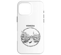 Custodia per iPhone 16 Pro Max Venezia Italia Schizzo Rialto Ponte Gondola Art