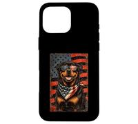 Custodia per iPhone 16 Pro Max Veterans Day USA American Flag Rottweiler