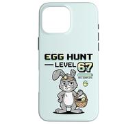 Custodia per iPhone 16 Pro Max Videogioco di Caccia all'uovo del coniglietto pasquale del giocatore livello 67