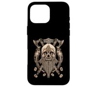 Custodia per iPhone 16 Pro Max Viking Skull with Beard - Viking Axe - Viking Drinking Horn