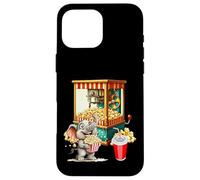 Custodia per iPhone 16 Pro Max Vintage Baby Elephant Mangiare Snack Popcorn Film Night