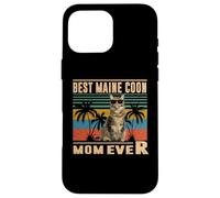Custodia per iPhone 16 Pro Max Vintage Best Cat Mom Ever Funny Maine Coon Cat Mothers Day