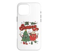 Custodia per iPhone 16 Pro Max Vintage Christmas Tis The Season Christmas Tree Coffee Latte