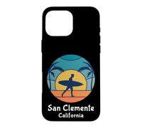 Custodia per iPhone 16 Pro Max Vintage Tramonto San Clemente Beach California Surfing Surfer