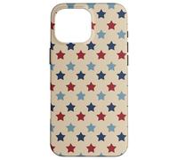 Custodia per iPhone 16 Pro Max Vintage USA Stars Pattern American Patriotic Rosso Bianco Blu