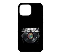 Custodia per iPhone 16 Pro Max Vinyl Record Collector Spin It Loud Love The Crackle