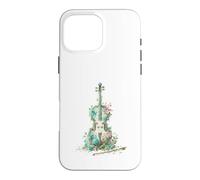 Custodia per iPhone 16 Pro Max Violoncello Floreale Vintage Musica Classica