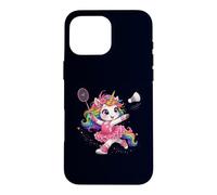 Custodia per iPhone 16 Pro Max Volano da badminton unicorno arcobaleno Kawaii ragazze
