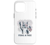 Custodia per iPhone 16 Pro Max Volpe selvaggia e libera divertente patriottica 4 luglio Fox