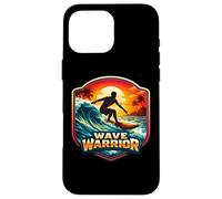 Custodia per iPhone 16 Pro Max Wave Warrior Surfer Citazione Amante Surf Board Ocean Fun