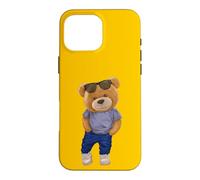 Custodia per iPhone 16 Pro Max Wear Cool Teddy Bear Fashion Guy Cartoon Graphic Designs Fun