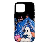 Custodia per iPhone 16 Pro Max Whimsical Ghost Reading Book in Tent Cozy Halloween Reader