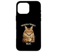 Custodia per iPhone 16 Pro Max Whiskers and Whisky Neat Cat Lovers Drink Design