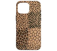 Custodia per iPhone 16 Pro Max Wild Safari Animal Patchwork Beige Pattern Collage