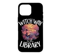 Custodia per iPhone 16 Pro Max Witch Way to the Library Libro spettrale di Halloween Witch Lover