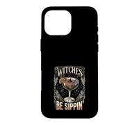 Custodia per iPhone 16 Pro Max Witches Be Sippin Witch, cocktail retrò per Halloween