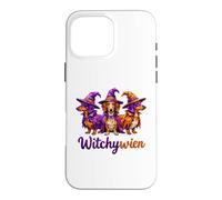 Custodia per iPhone 16 Pro Max Witchy Halloween WitchyWien Dachshund Dogs In Witch Hat