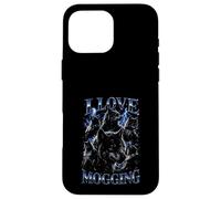 Custodia per iPhone 16 Pro Max Wolf Love Mogging Divertente Gen-Z Meme