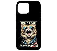 Custodia per iPhone 16 Pro Max WTF America Angry Cat Lover - Gatti con bandiera americana vintage americana