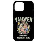 Custodia per iPhone 16 Pro Max Yahweh Boho floreale umano anatomico cuore ebraico ebraico