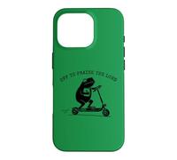 Custodia per iPhone 16 Pro Meme cristiano per lodare il monopattino Lord Frog