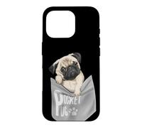 Custodia per iPhone 16 Pro Men's Women's Kids Funny Cool Pocket Pug Pets Graphic Design