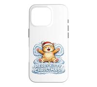 Custodia per iPhone 16 Pro Merry Kitty Christmas - Angelo con neve, adorabile per bambini e bambine