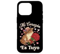 Custodia per iPhone 16 Pro Mi Corazón Es Tuyo Coquí Rana con Rose Boricua Valentine